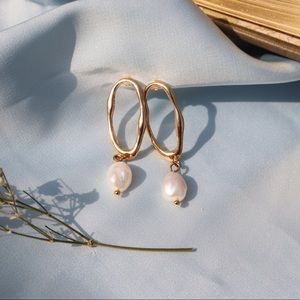 18k Gold Plated Asymmetric Pearl Earrings